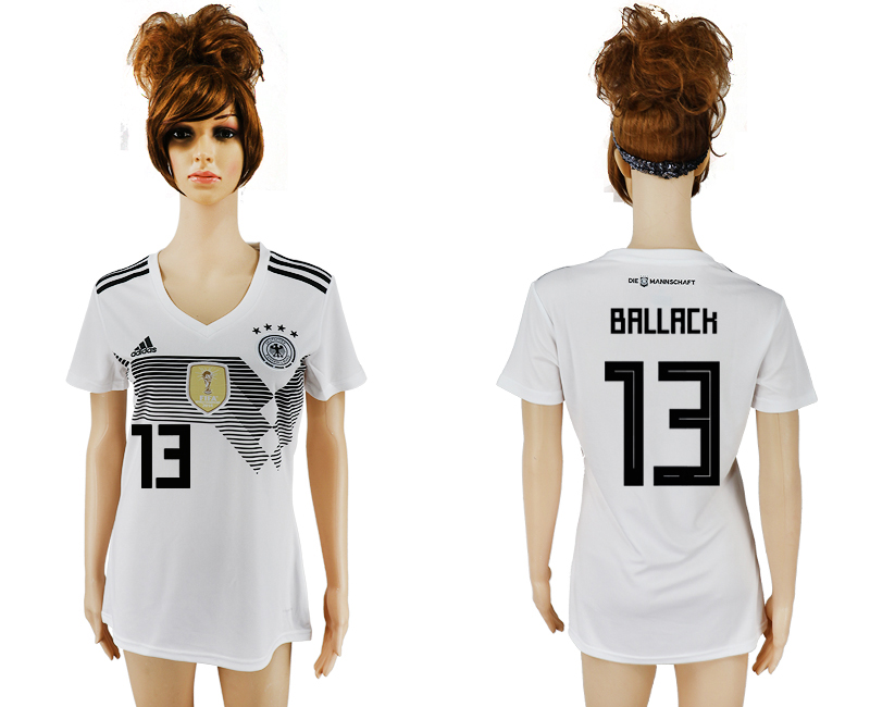 Maillot de femmes par cher Germany #13 BALLACK  2018 FIFA World